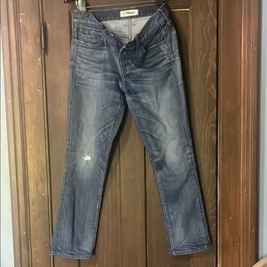 Madewell Blue Straight-Leg Jeans with Distressed Details